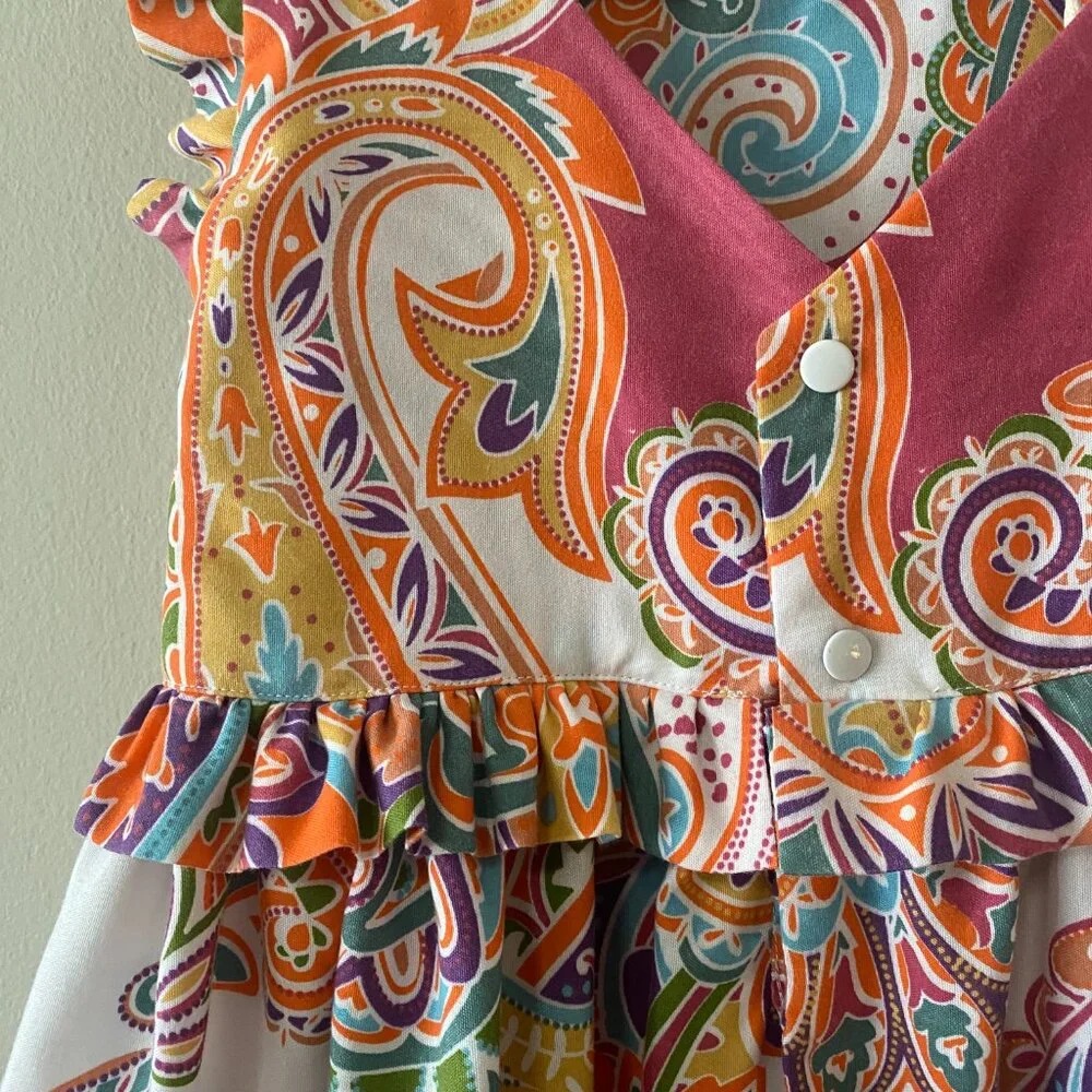 Handmade Children's Multicolour Cotton Poly Sleeveless Triangle Cut Out Dress - Picture 11 of 15